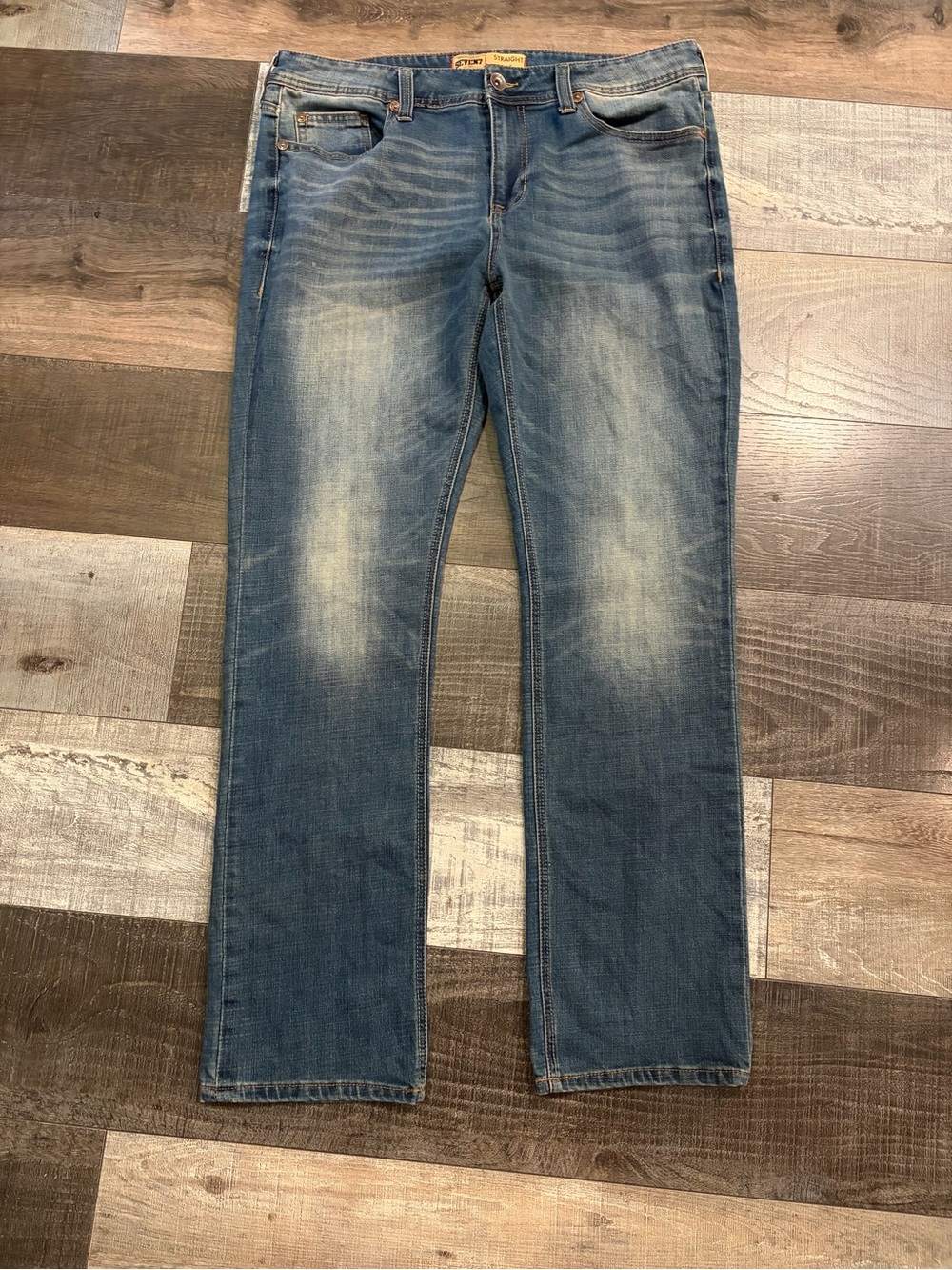 Seven7 Mens 36x34 Straight Fit Medium Wash Stretch Jeans